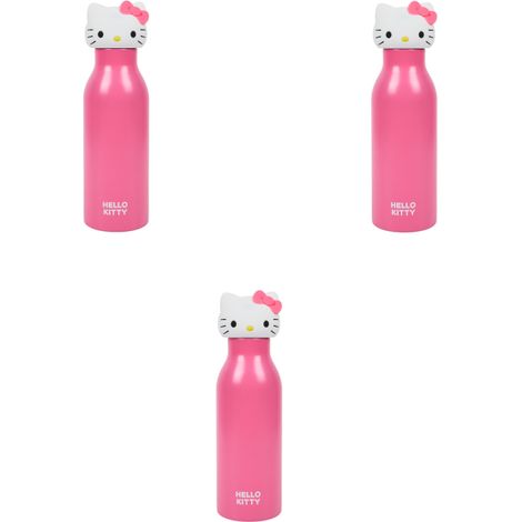 Lot de 3 bouteilles isothermes Hello Kitty 40 cl - Bouchon 3D Hello Kitty - Rose - Livraison gratuite (1/5)