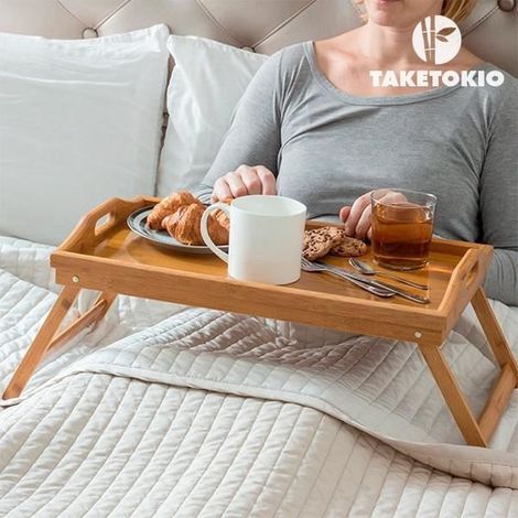 Plateau Petit-Déjeuner - Bambou - Dépliable - 50 x 30 cm - Cadeau St Valentin