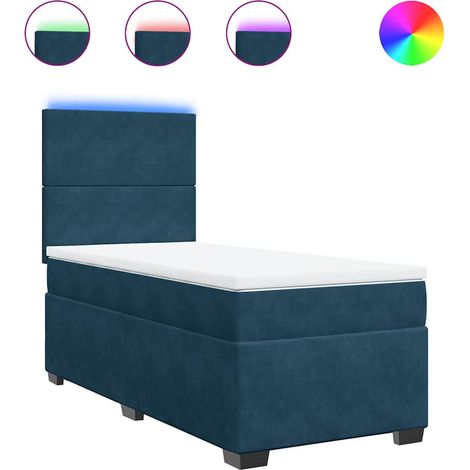 Maison Exclusive - Cama box spring con colchón terciopelo azul 10
