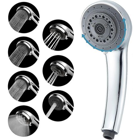 Pommeau de douche haute pression à 7 modes, avec pommeau de douche de luxe de 8,9 cm (3,5 pouces), douchette universelle réglable, convient pour la salle de bain et les hôtels. (1/4)