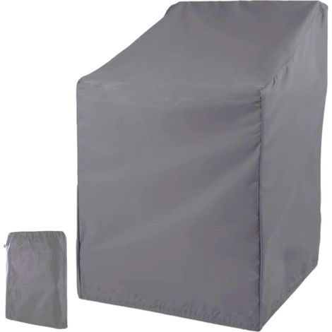 210D Oxford Waterproof Cover for Stackable Chairs High Back Winter Resistant UV Resistant Windproof 64 x 64 x 70/120 cm Grey (1/5)