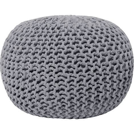 Puf otomana gris oscuro tejido de algodón relleno de EPS reposapiés pequeño redondo 50 x 35 cm Conrad (1/5)