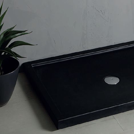 Piatto Doccia 72x90xh5 in Acrilico Nero con Bordo Rettangolare (1/3)