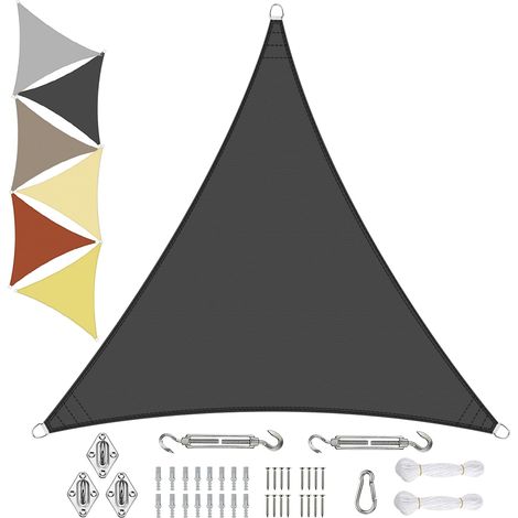 Sichtschutz Voile Solaire 3.6x3.6x3.6M, Solaire Voile, Protection Soleil, Résistante aux intempéries, pour Jardin Terrasse Camping Fête Piscine - Gris foncé (1/5)