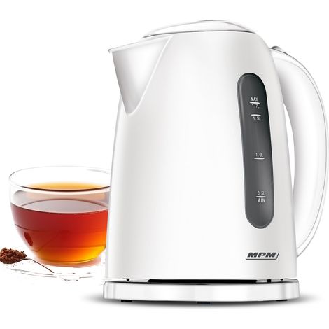 Bouilloire Électrique, Capacité 1,7L, sans Fil, sans BPA, Arrêt Automatique, Filtre à Lime 2200W, Blanc (1/5)