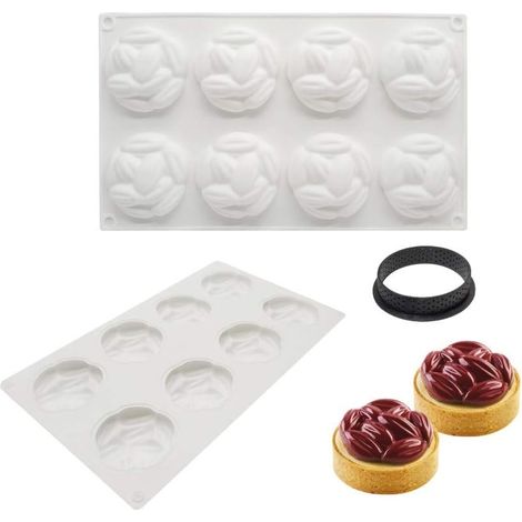 Moule à Gateau en Silicone, moules 3D pour Glace Chocolat Pâtisserie Dessert, Outil croustillant Rond Plastique, 8 trous Forme de grains café Holes Coffee Beans Cake - (1/5)