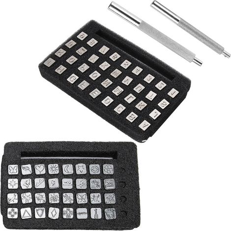 Poinçon en zinc pour marquage cuir DIY, outil gaufrage motifs insectes et lettres/chiffres 6mm (1/5)