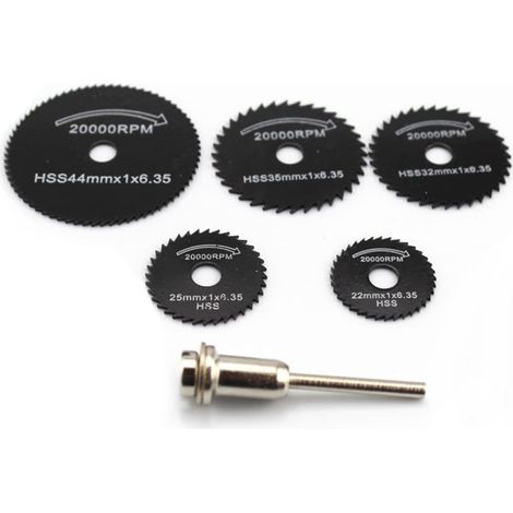 Jeu de 6 lames de scie circulaire, lames de scie circulaire en acier au carbone pour couper le bois et le métal (noir) (1/5)