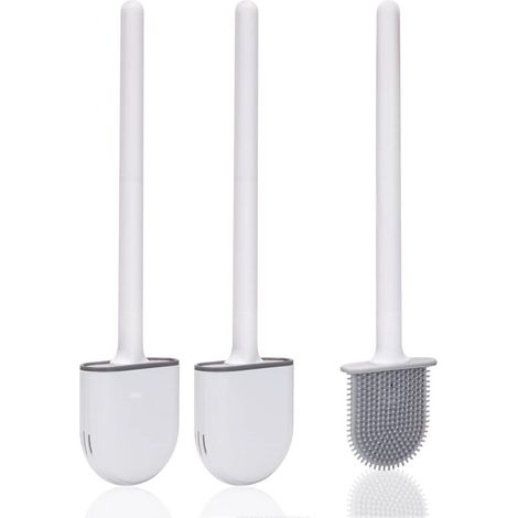 Brosse Wc - Silicone - Pour Toilettes - Séchage Rapide - Design Compact Murale - 2 Pièces (1/5)