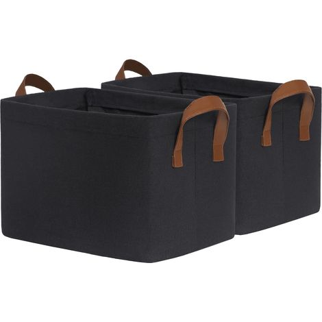 Storage Box Black 2-Pack, 30L Storage Basket, Closet Organizer, Storage Basket for Bathroom, Shelf, Office, Bathroom, Foldable Laundry Basket, Rectangular (1/5)
