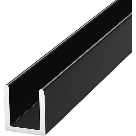 Profilé en U profond noir pour porte de douche fixe, guide rail (1/5)