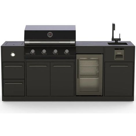 CUCINA DA ESTERNO BRABURA LITE 400 222,5x62,5x92 CM NERO (1/4)