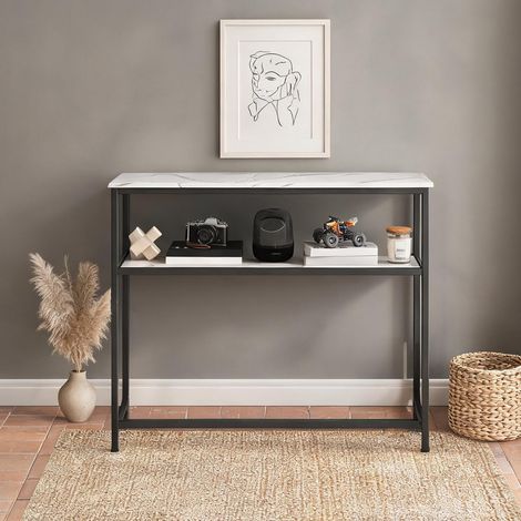 Console blanco en melamina de Madera métal 100 x 30 x 81 cm (1/5)