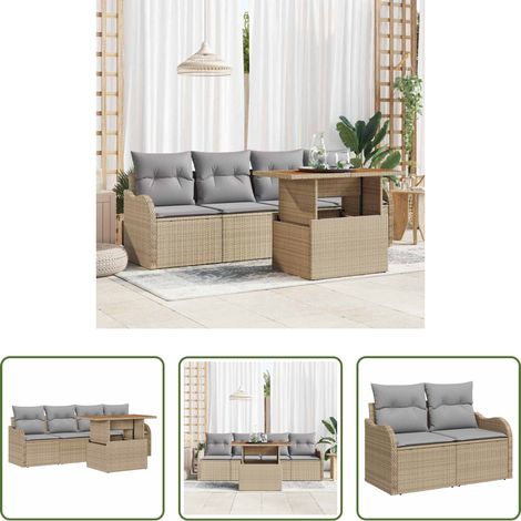 vidaXL Poly-Rattan -  Gartensofa-set mit Speicher 5 pcs Beige Poly-Rattan (1/5)
