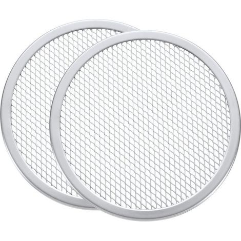Lot de 2 Professional Plaque Pizza Four Ronde en Aluminium Grille de Cuisson Argentée 30 cm (1/5)