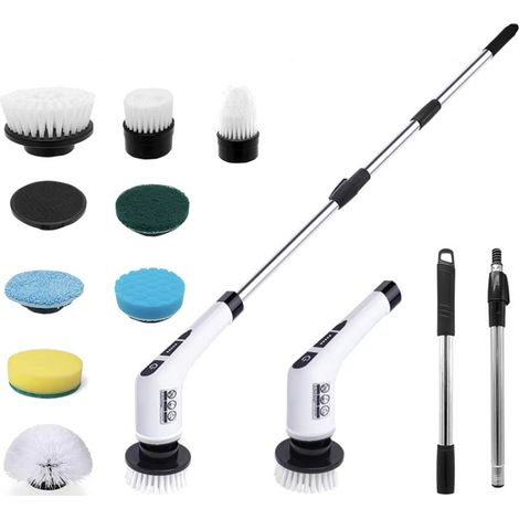 Nettoyeur électrique, brosse de nettoyage électrique, épurateur de douche avec 9 têtes de brosse remplaçables (1/5)