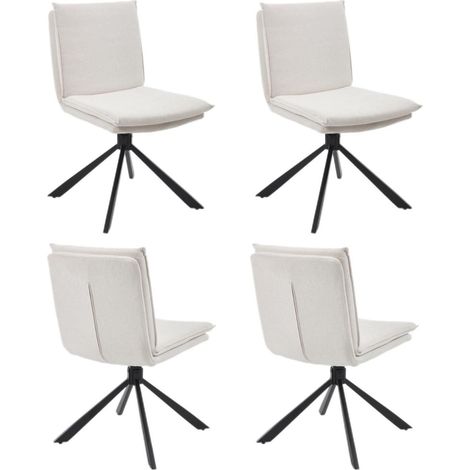 4er Set Esszimmerstühle Chenille 360° drehbar mit Metallbeinen Weiß (1/5)