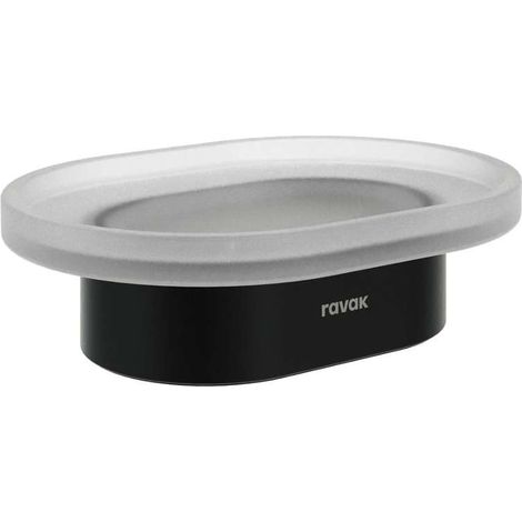 Ravak Chrome - Seifenschale zum Aufstellen, Glas/schwarz mattiert X07P1376 (1/4)