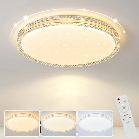 Plafoniera in cristallo da 48 W, moderna plafoniera a LED con telecomando, lampadario a LED a risparmio energetico, 3 temperature di colore, φ40 cm (1/5)