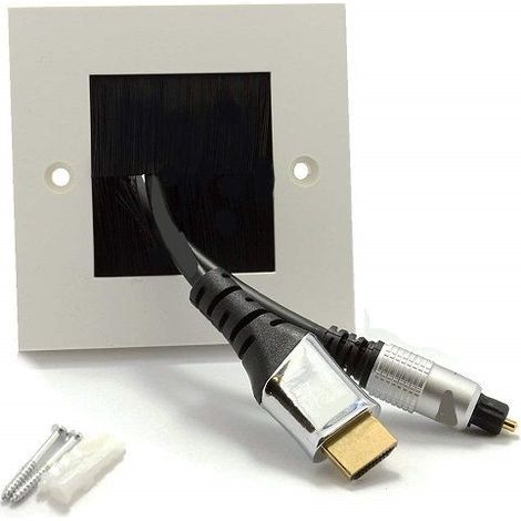 Placa frontal para salida cable pared Negro (1/2)