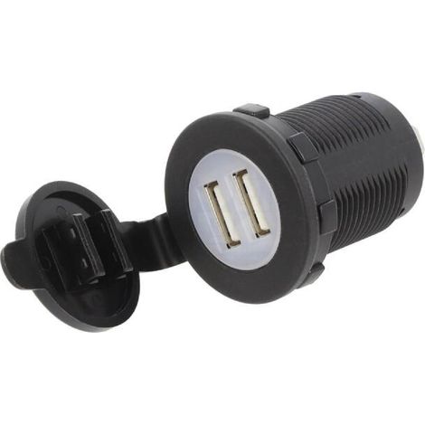 Alimentation automobile- USB A femelle x2- Tens.alim- 12-24VDC - Noir