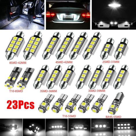 Lot de 23 éclairages de plaque d'immatriculation intérieurs de voiture à LED sans erreur Canbus (1/5)