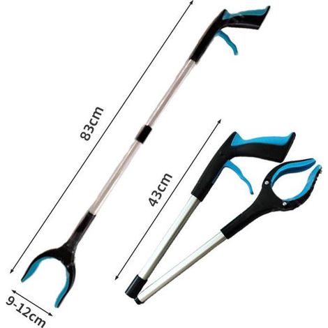 Pinza da giardino pieghevole, 83 cm - adatta per uso interno ed esterno, per raccogliere oggetti e rifiuti, pratica per anziani e persone con problemi alla schiena, blu (1/5)