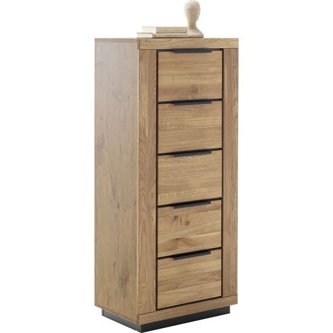 Chiffonnier 5 tiroirs 62x40x142cm en chêne- LIRI