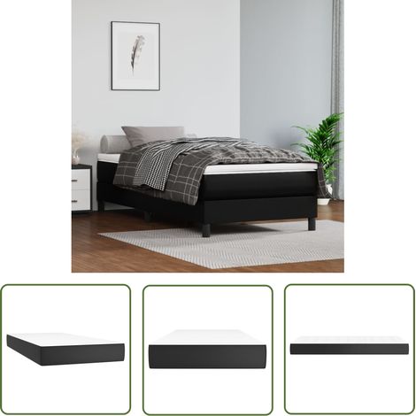 The Living Store Matelas de lit à ressorts ensachés Noir 90x190x20 cm Similicuir - Matelas - Matelas À Ressorts Ensachés - Matelas Similicuir - Literie - Chambre À Coucher (1/5)
