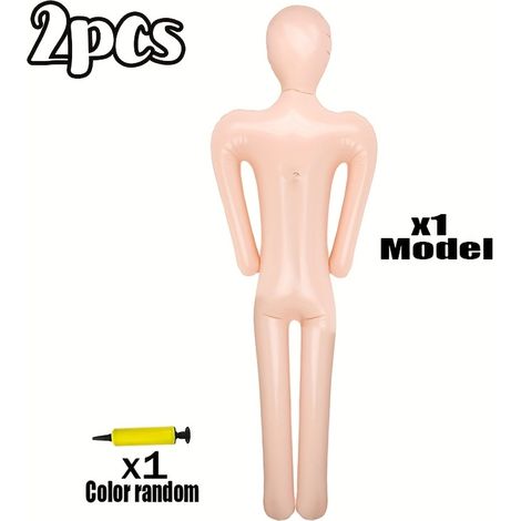 Lot de 2 mannequins gonflables d'Halloween, comprenant 1 mannequin gonflable + 1 pompe à air (couleur aléatoire), accessoire zombie réaliste en PVC pour la décoration de jardin d'une maison hantée (1/5)