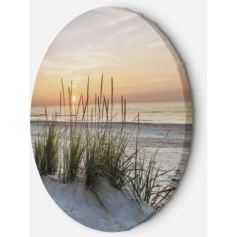 Tableau sur toile Image circulaire Coucher de soleil sur la plage 60x60 (1/5)