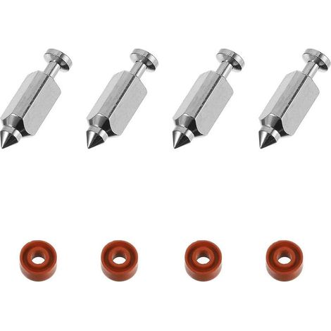 Kit de válvula de aguja para carburador (4 de acero) con juntas de goma, compatible con cortacéspedes y motores 398188, repuestos precisos para el mantenimiento del carburador del cortacésped. (1/5)
