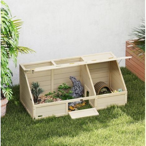 Enclos pour tortues extérieur sans fond 120 x 55 x 50 cm en bois naturel HAVRYA (1/3)