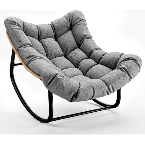 Rattan Egg Chair Rocking Seat With Cushion 150kg Indoor Outdoor (1/5)