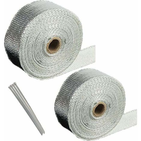 cinta aislante térmica, vendaje de aluminio y titanio de 10 m + 5 m, 4 abrazaderas autoblocantes para colector de protección térmica de escape de motocicletas y automóviles (color (1/4)