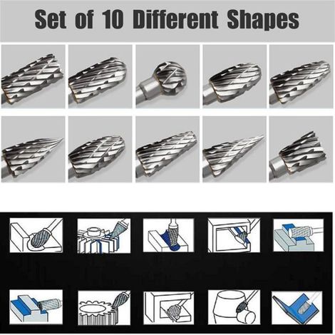 Fraises Carbure Dremel Double Coupe-10, Argent,1/8 Pouce, Sculpture Bois Gravure Metal Polissage Accessoire Rotatif Aucunely (1/5)