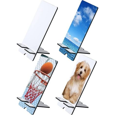 Lot de 4 supports de téléphone vierges, porte-smartphone de bureau pour sublimation, maison et bureau (1/5)