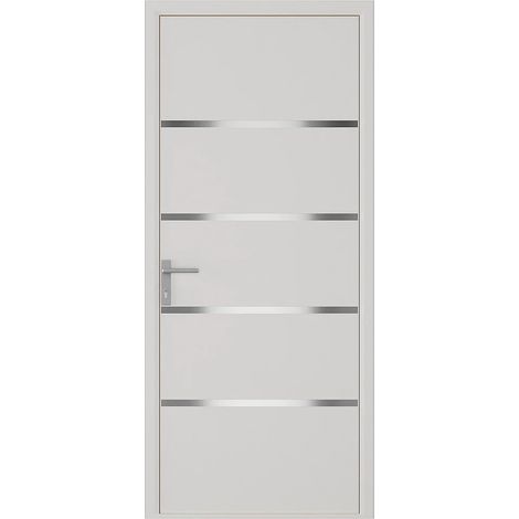 Porte d'entrée en aluminium H218 x L96 cm blanc - épaisseur 65 mm - poussant droit - ISALINA (1/5)
