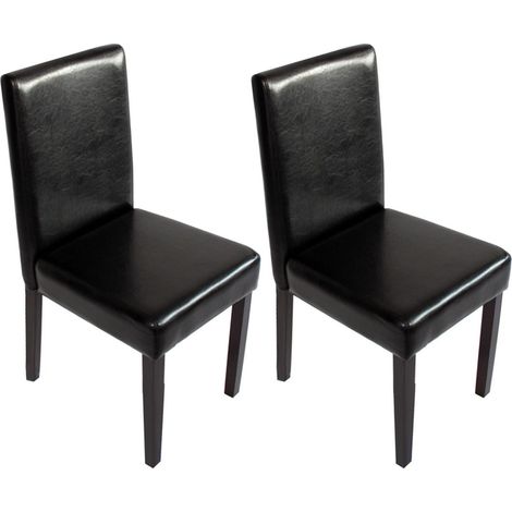 [NON UTILIZZATO] Set 2x sedie Littau ecopelle soggiorno cucina sala da pranzo 56x43x90cm nero piedi scuri