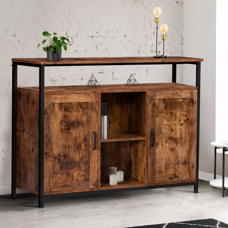 DAYTON Aparador de 2 puertas con estantes efecto envejecido, diseño industrial 100 cm (1/5)