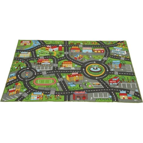 Alfombra de juego infantil antideslizante 200x150x0,5 cm de poliéster con motivo urbano (1/5)