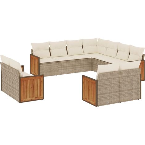 Maison Exclusive - Set de sofás de jardín 11pzas con cojines ratá (1/3)