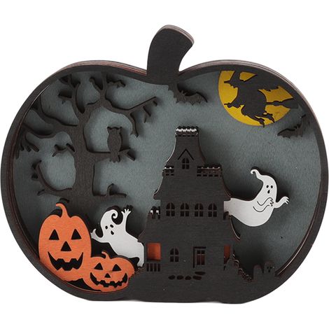 Citrouille décorative en buis sculpté ajouré, ornement de table pour Halloween