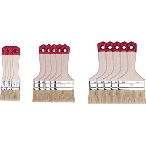 HARDY WORKING TOOLS Flachpinsel-Set 15-teilig, 5 Stück – 25, 50, 75 mm Breite, Malerpinsel Set mit Holzgriff, Lackpinsel Serie 40, 15PCS, Pinselset A0284-030500 (1/4)