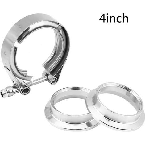 Collier de serrage en V pour turbo, acier inoxydable, diamètre 101,6 mm (4 pouces), kit complet avec écrous et rondelles (1/5)