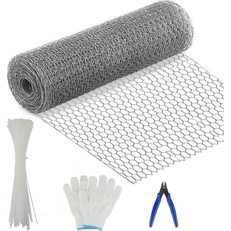 Grillage métallique hexagonal 40 cm x 10 m - Clôture de jardin - Galvanisé - Maille de 25 mm (1/5)