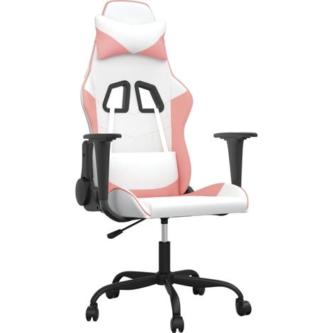 Gaming-Stuhl mit Massagefunktion Weiß und Rosa Kunstleder vidaXL