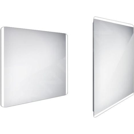 Nimco - Miroir de salle de bains éclairé par LED 90x70 cm, arrondi, aluminium ZP 17019 (1/3)