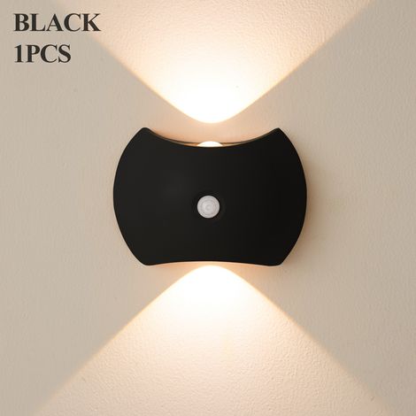 Lampe murale magnétique rechargeable noire tricolore, luminosité réglable, lampe de chevet LED minimaliste, convient aux (1/5)