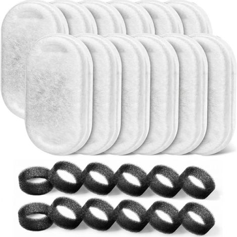 Ersatzfilter für Katzenbrunnen (3,2 l, 2 l, 4 l), Kohlefilter, 12 Filter und 12 Schwämme